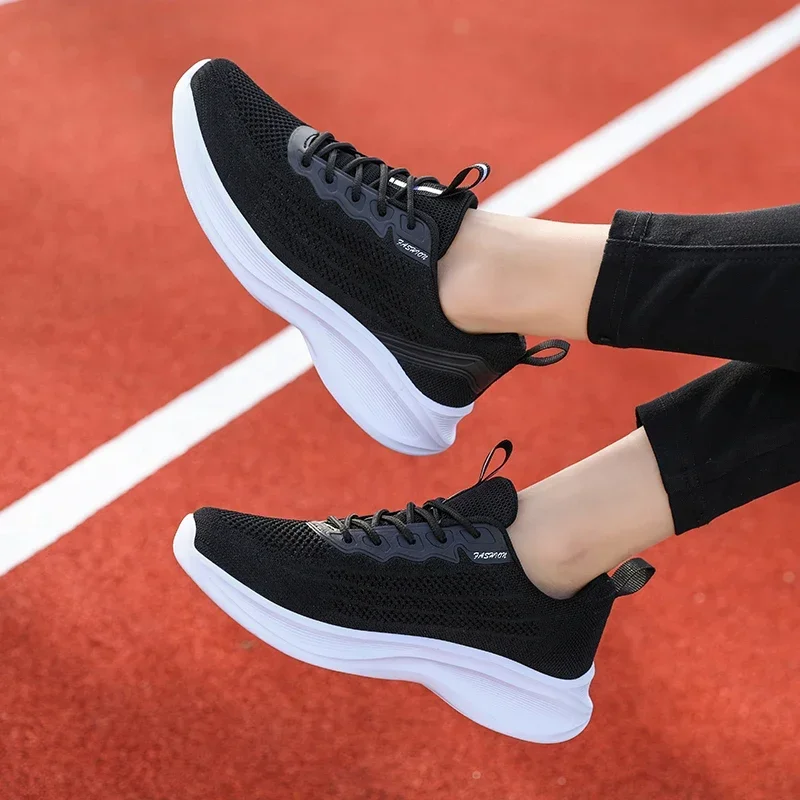 Women Mesh Breathable Fitness Casual Sneakers Flying Woven Four Seasons Running Shoes Ladies Comfortable Non-Slip Jogging Shoes