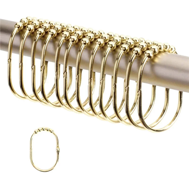 

RALCA-36 Pack Wide Shower Curtain Rings Hooks Set,Decorative Chrome Finish,Easy Glide Rollers,Rings For Shower Rods,Gold