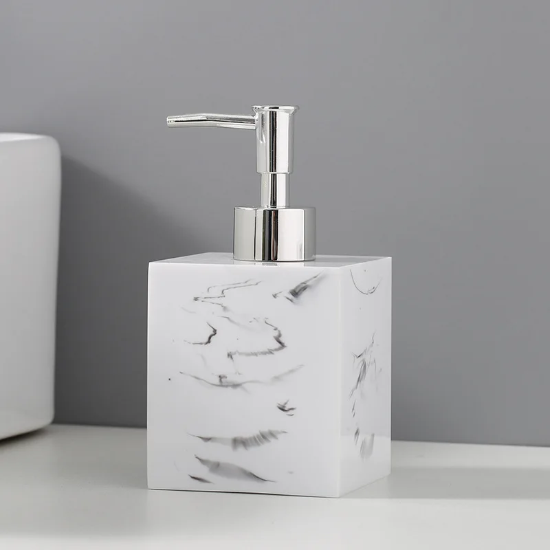 Marbling Square Emulsion Bottle Ceramic Portable Cosmetic Water Storage Bottle Household Shampoo Container Bathroom Accessories