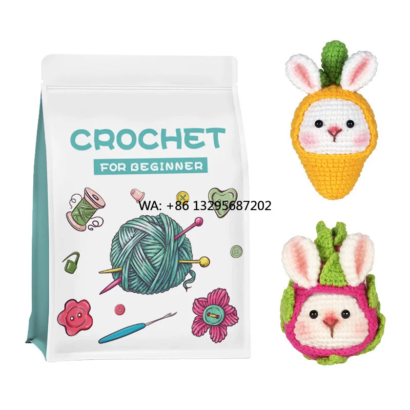 

Crochet Kit Creative Cartoon Series Cute Dragon Fruit Head Cover Doll Handmade DIY Fabric Decorations Material Package