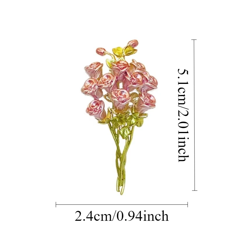 Creative Give You A Bouquet of Rose Brooches Beautiful Bouquet Pink Enamel Pins Party Office Brooch Pins Gifts For Women Girls