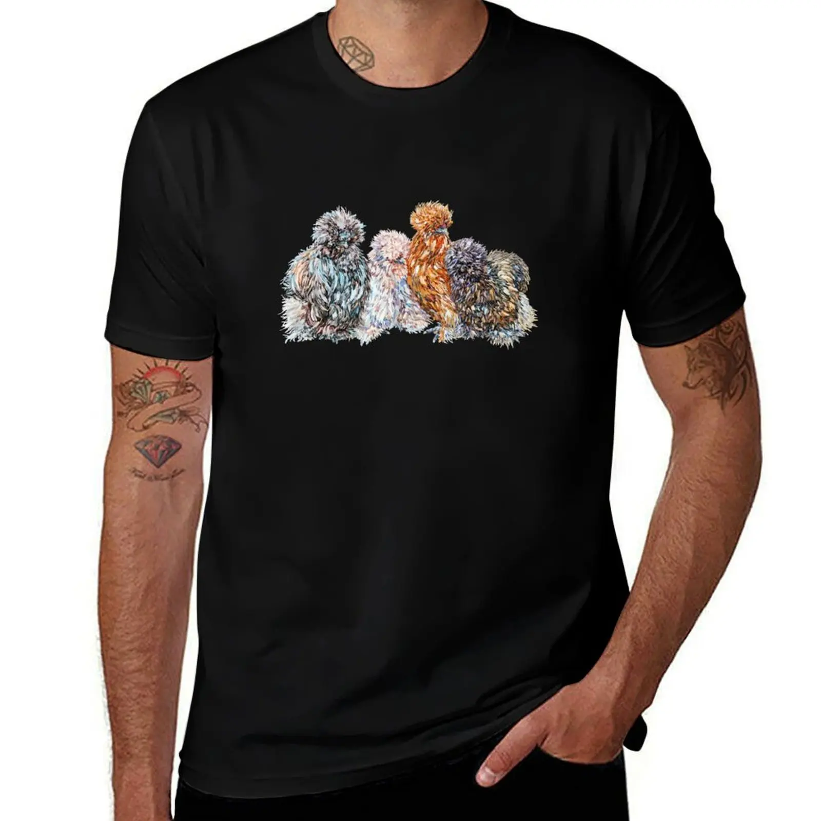Silkie Chicken Flock T-Shirt Casual Everyday Wear T-Shirt