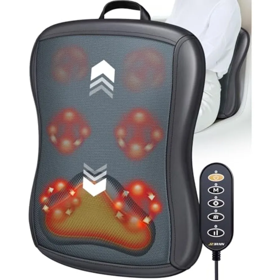 

Shiatsu Back Massager with Heat : Up and Down Rolling Massage - Electric Back Massager for Pain Relief Deep Tissue - Heated Lower Back Massager for Office, Home, Car Use(Black)