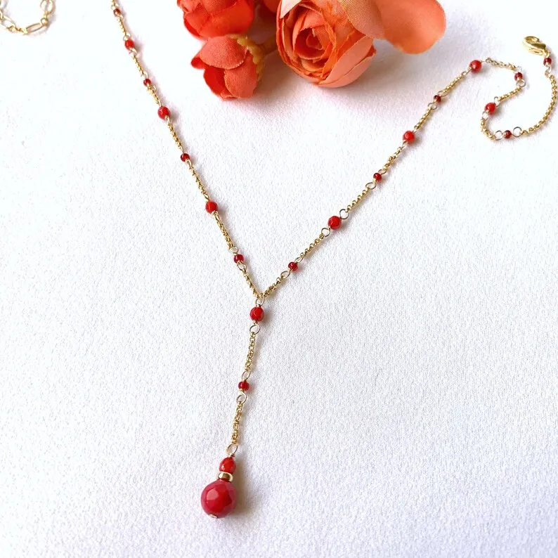 red coral pendant necklace