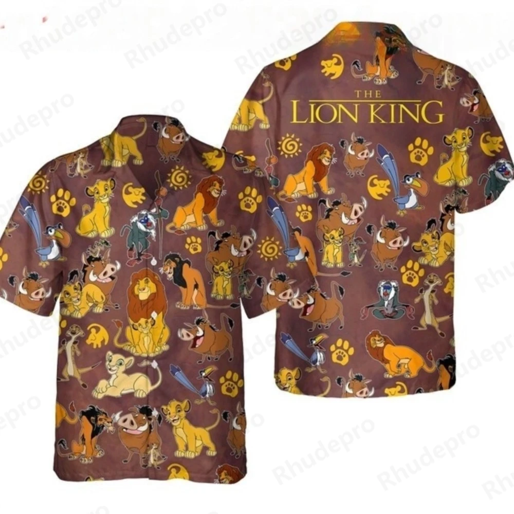 Disney Lion King 3D พิมพ์เสื้อฮาวายผู้ชายผู้หญิง 2025 ฤดูร้อนสบายๆแขนสั้นเสื้อชายหาดแฟชั่นเสื้อ
