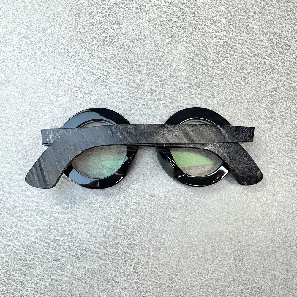 Eyeglass Frames Unique Round Antique Oversize Handmade Natural Horn Prescription Man's Glasses Frames Optical Lenses Eyeglasses