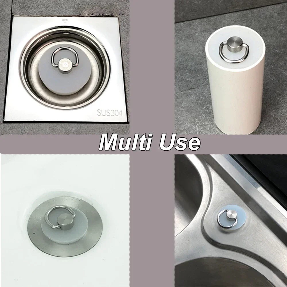 Tappo conico in gomma siliconica Tappo con puntali solido da 16 a 66 mm con anello a D in acciaio inossidabile per lavello della lavanderia del bagno della cucina