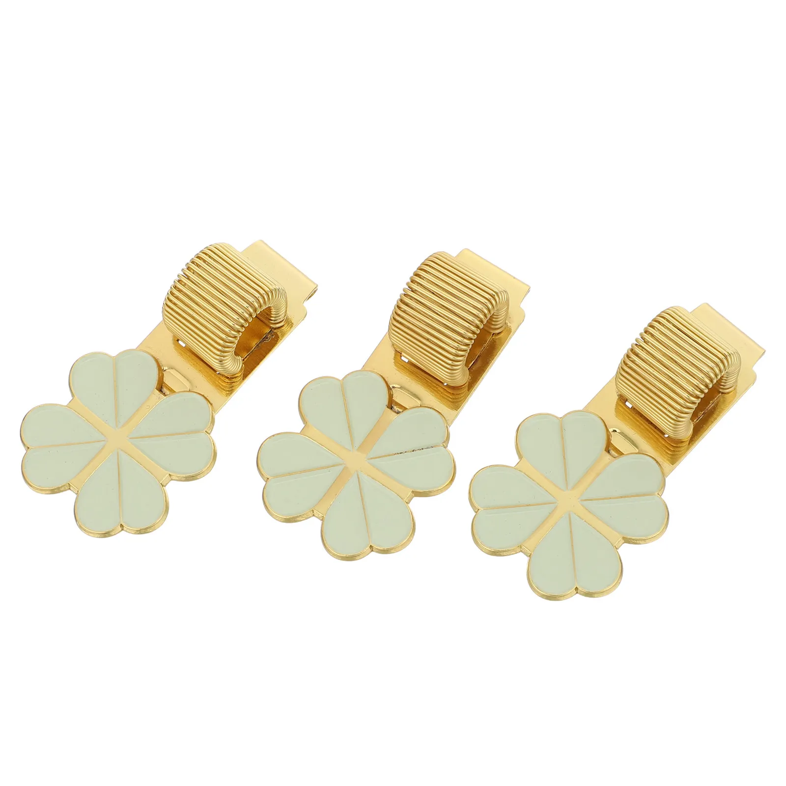 

3Pcs Spring Pen Holder Clip Gold Four Leaf Clover Zinc Alloy Adjustable Pen Clip for Notebook Journal Office Diary