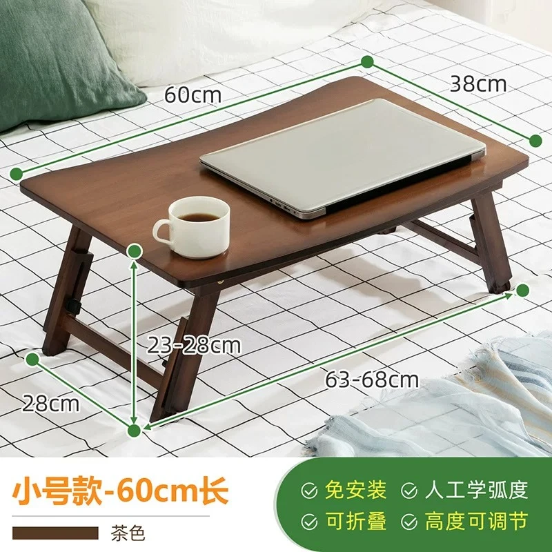 Space Saving Home Folding Table Bamboo Laptop Lazy Desk Multifunctional Bay Window Balcony Desk Portable Student Writing Table