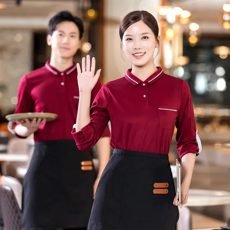 LOGO Restaurant Waiter Uniform Woman Cafe Waitress Uniform Woman Coffee Shop Chef Warkwear Dining Food Service Cooking Outfit