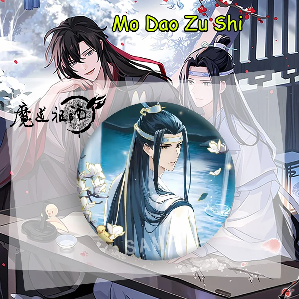 1/5 szt. Mo Dao Zu Shi 58MM Anime Merch Odznaka Wei Wuxian Lan Wangji Dekoracje do Plecaka Ubrań Zawieszki Prezent Urodzinowy dla Fana