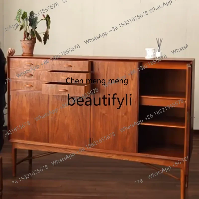 

M178 Medieval solid wood dining side cabinet retro old locker large capacity storage cabinet