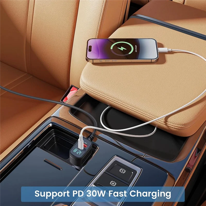 AU61-شاحن سيارة لكابل الطاقة الصغير Starlink، محول 12 فولت-48 فولت مع منفذ شحن USB C وشاشة الفولتميتر LED