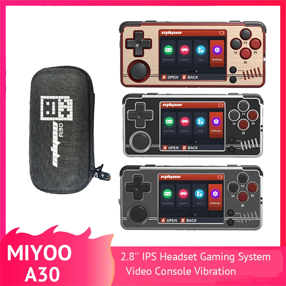 MIYOO A30 Handheld Game Console 2.8'' IPS Screen Linux System 2.4GWifi Retro Emulator Video Console Vibration Motor Player Gifts