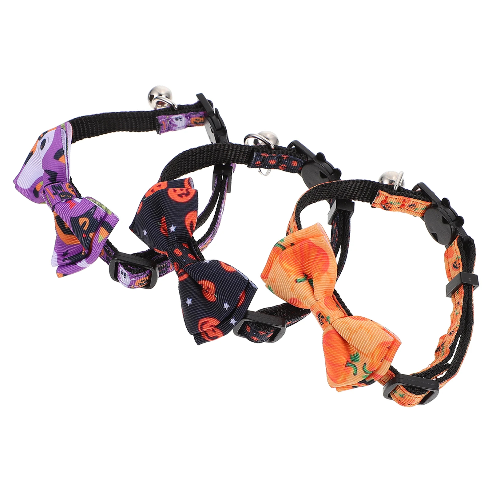 

3 Pcs Cat Collar with Bell Decoration Adjustable Neck Anti-lost Pet Necklace Halloween Supplies Small Bow Tie