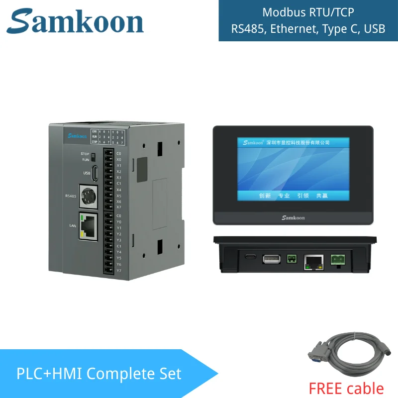 

Samkoon HMI PLC Полный набор программируемого контроллера FAT Сенсорная панель SK HMI 4,3 дюйма RS485 Ethernet-связь с бесплатным программным обеспечением