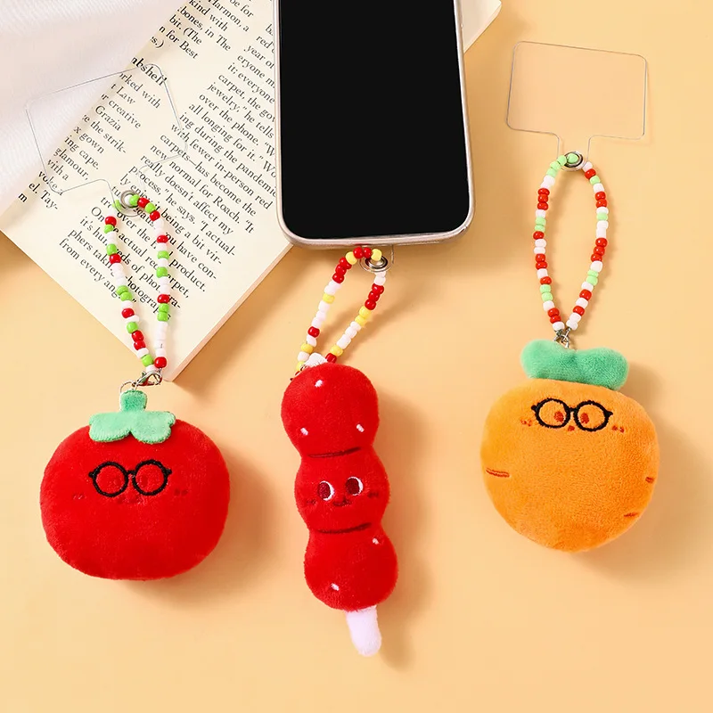 Cute Food Press Squeaky Doll Sugar-coated Hawsonastick Tomato Keychain Pendant Lovely Fluffy Carrot Potato Vegetable Key Chains