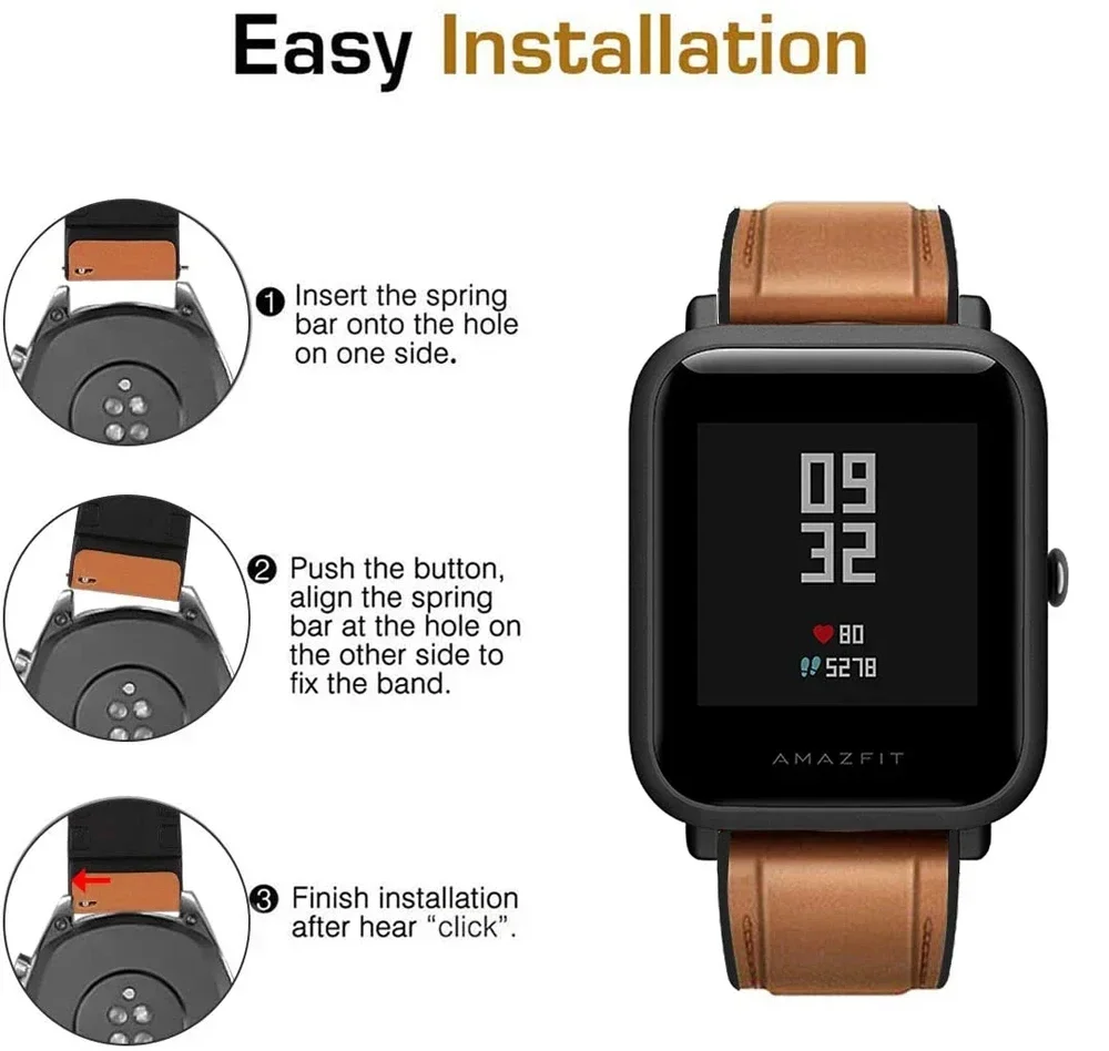 22 mm skórzany + silikonowy pasek do zegarka Huami Amazfit BALANCE/Cheetah Pro Bransoletka Amazfit GTR 4 3 2e 47 mm Bip 5 Paski zamienne
