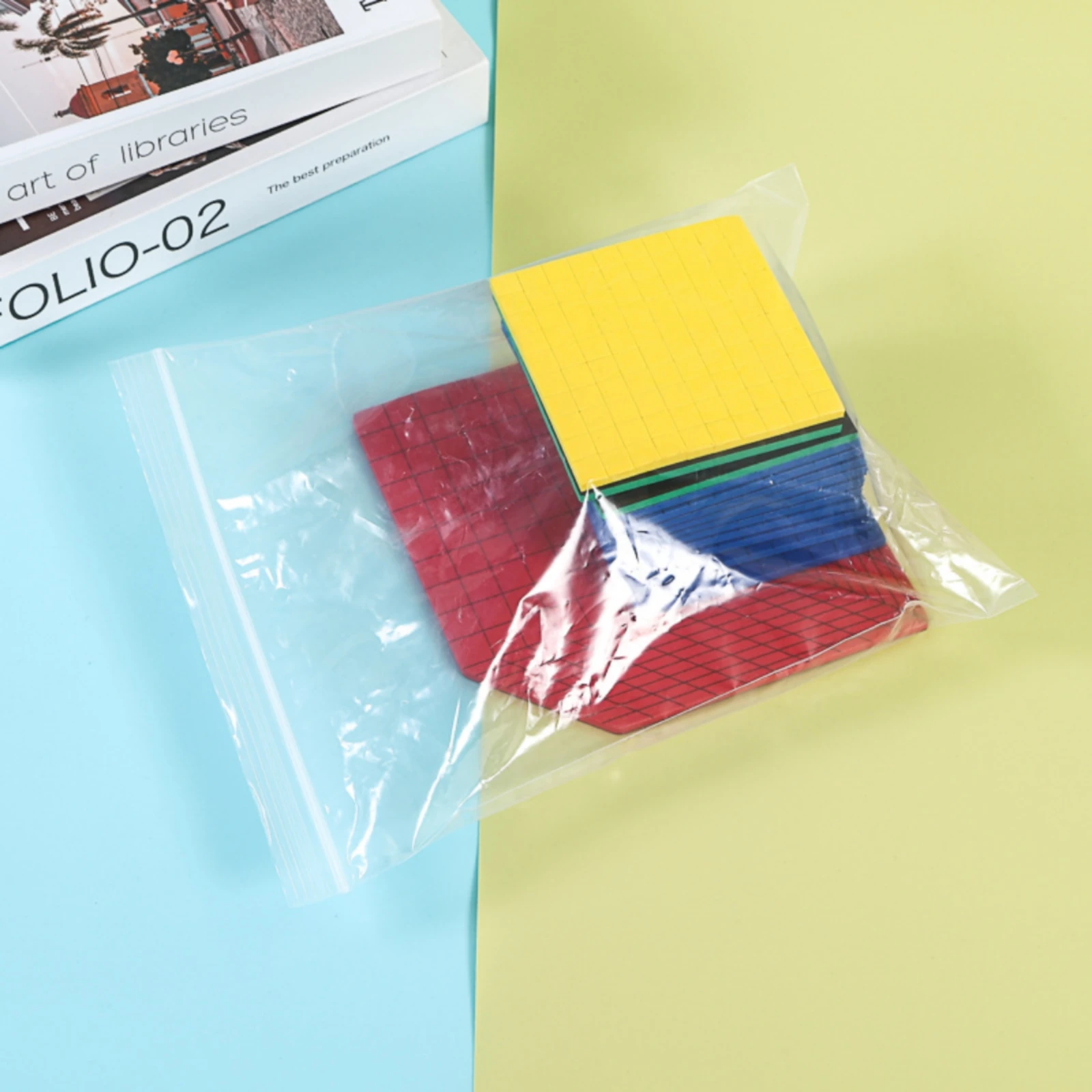 粘着ベース付き10ブロックevaフォーム算数教育ブロック学校用品教師用グリッドパターン