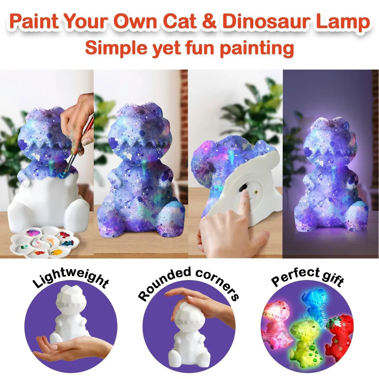 Glow Cat Painting Kit Safe LED Night Light Lamp Art Craft Set Educational DIY Toy for Children Home School Party Activity