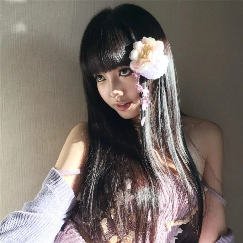 Clip LATERAL de mariposa y flor dulce, pinza para el pelo de hortensia con flecos de estilo chino, tocado Hanfu, Clip de pico de pato con borla de estilo antiguo