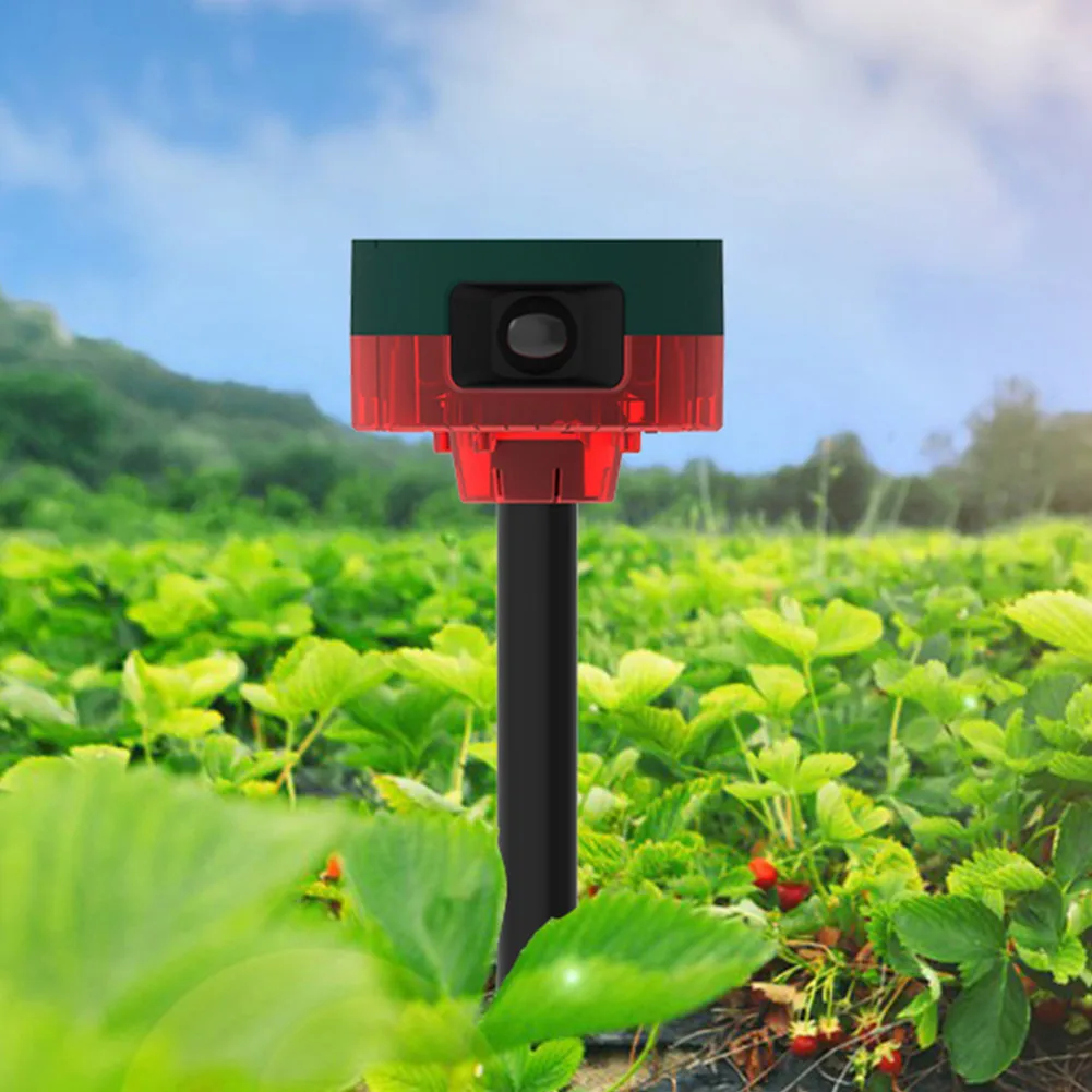 Solar Wild Animal Repeller 360-degree Induction Alarm 1200mAh Pigeon Bird  Recordable IP55 for Wild Boar Rabbit Deer