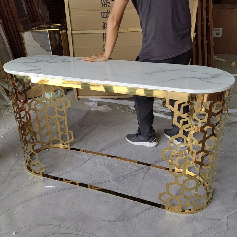 

Light luxury marble entrance table Hong Kong-style aisle against the wall corridor display stand lobby entrance table very