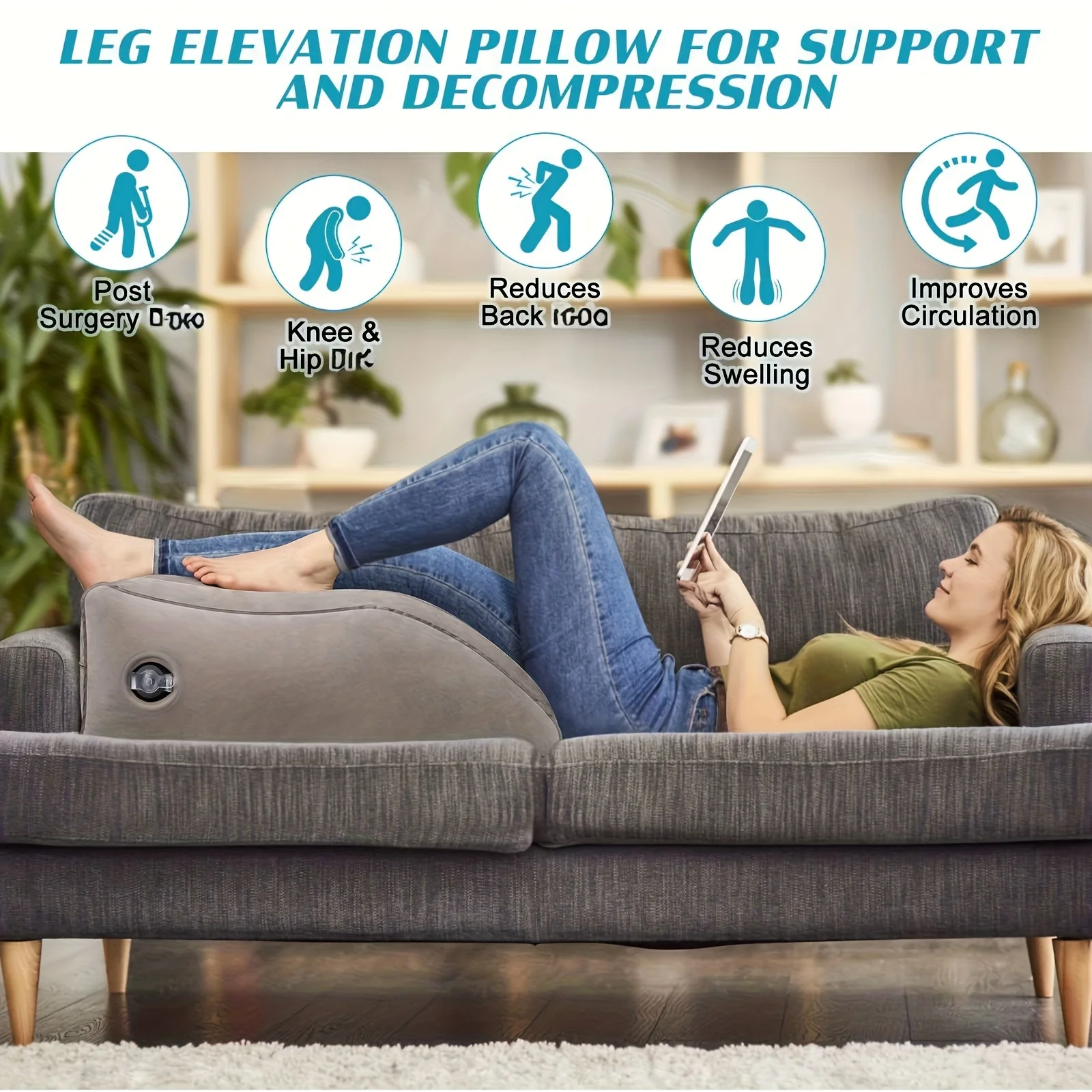 1pc Inflatable Leg Lift Pillow - Neck Support Pillow Lumbar Support Pillow - Leg wedge pillow Knee Support pillow hip pillow,