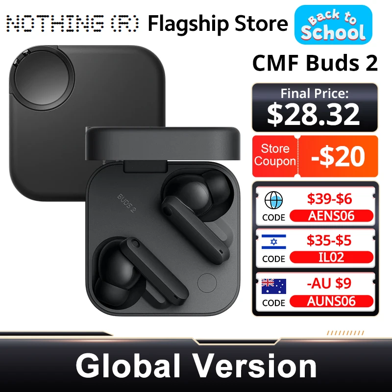 CMF Buds 2 Up to 13.5hours of continuous playback with Dirac Opteo™48 dB Hybrid ANC 6-mics Clear Voice Tech 11mm PMI Driver
