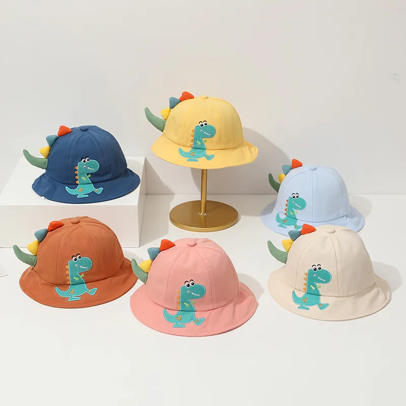 1-4 Years Baby Hat Spring and Summer New Baby Bucket Hats Outdoor Boys and Girls Sun Caps Cute Little Dinosaur Pattern