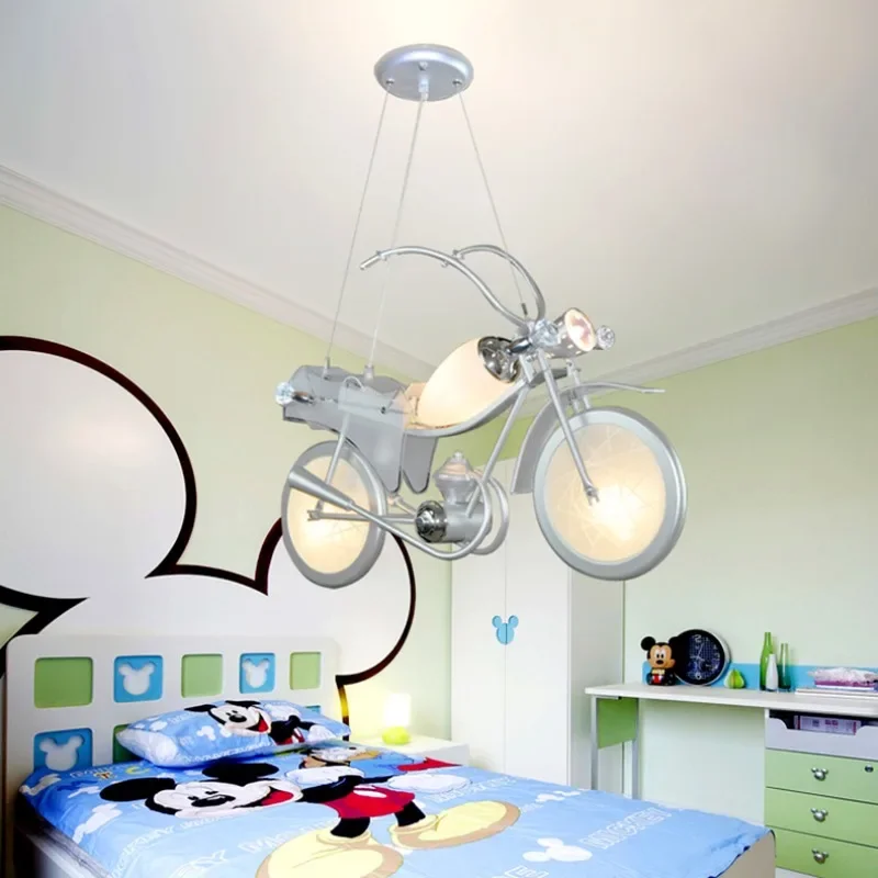 Modern Creative Motorbike Pendant Lamp Chandeliers for Children's Room Bedroom Decor Lustre Boy Girl Kids Ceiling Led Lighting