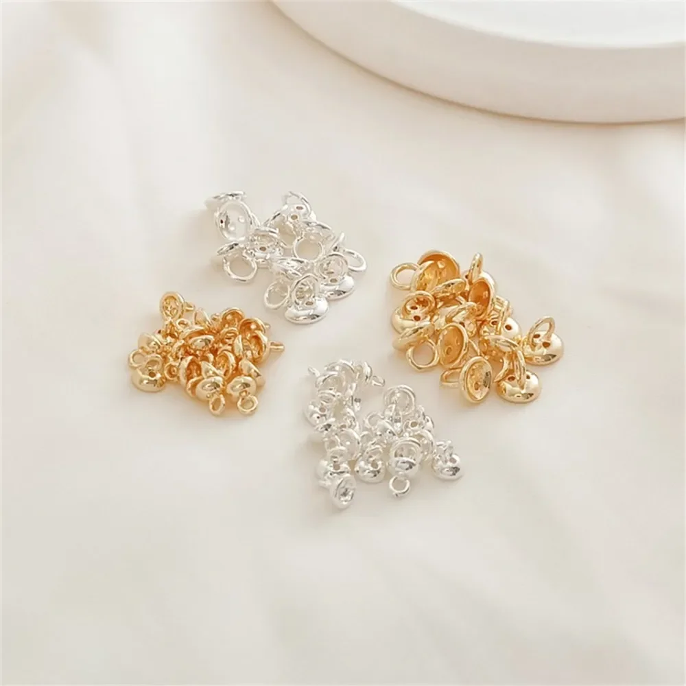 

Silver 14K Gold-encrusted Pearl Cap End Buckle, Diy Handcrafted Beaded Bracelet Link Buckle Accessory Material