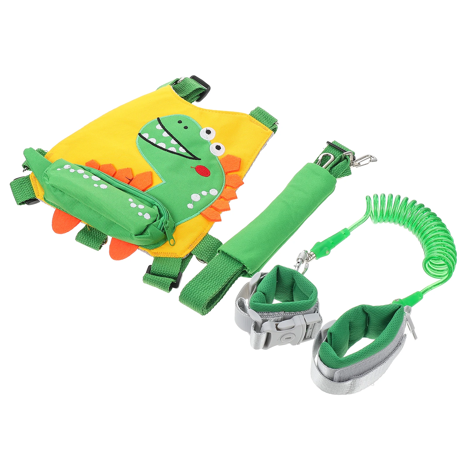 

Toddler Anti Lost Strap 1.5m Extendable Harness Kids Safety Walking Belt Yellow Dinosaur Breathable Material Adjustable Straps