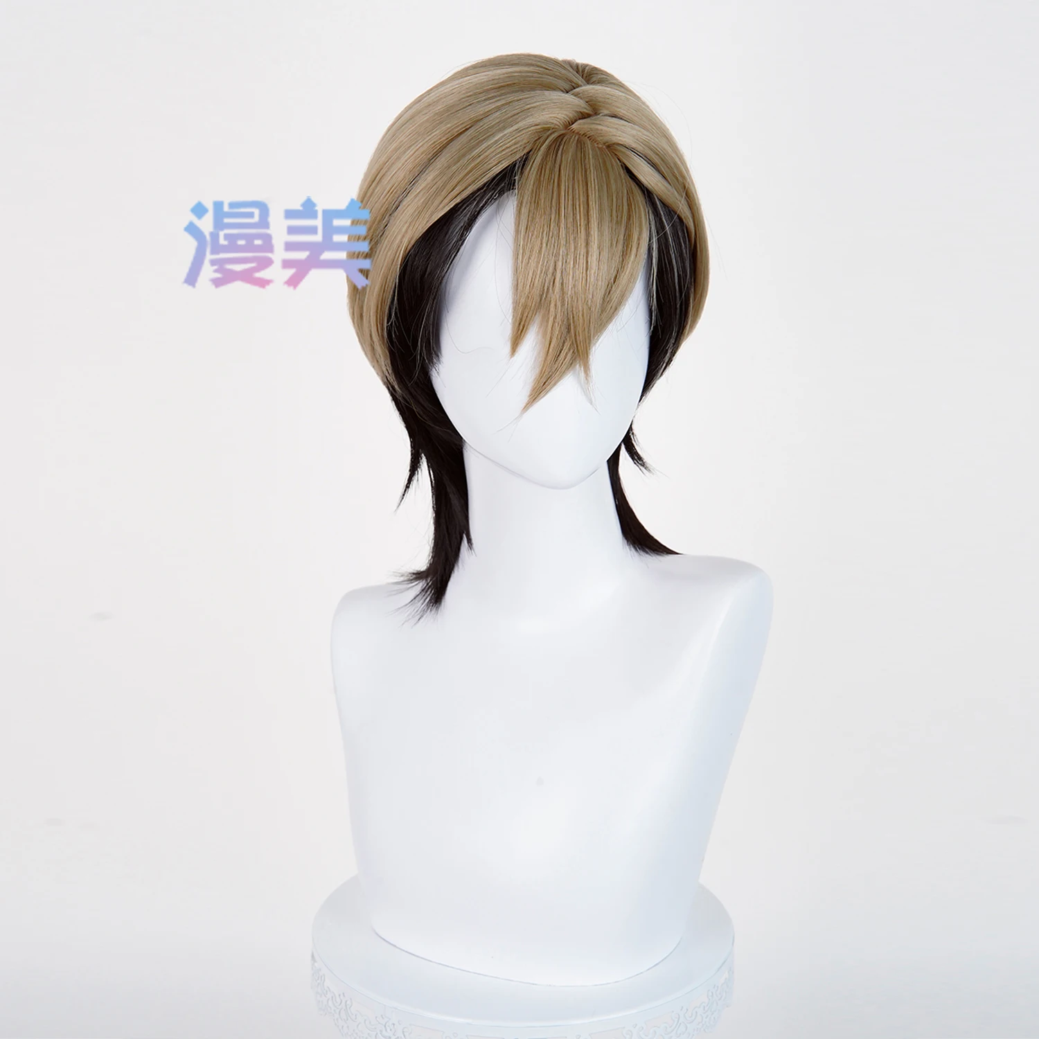 Anime nijiku cosplay peruca marrom claro & preto balayage de dois tons com ponta gradiente peruca para halloween comicon festa adulto feminino masculino