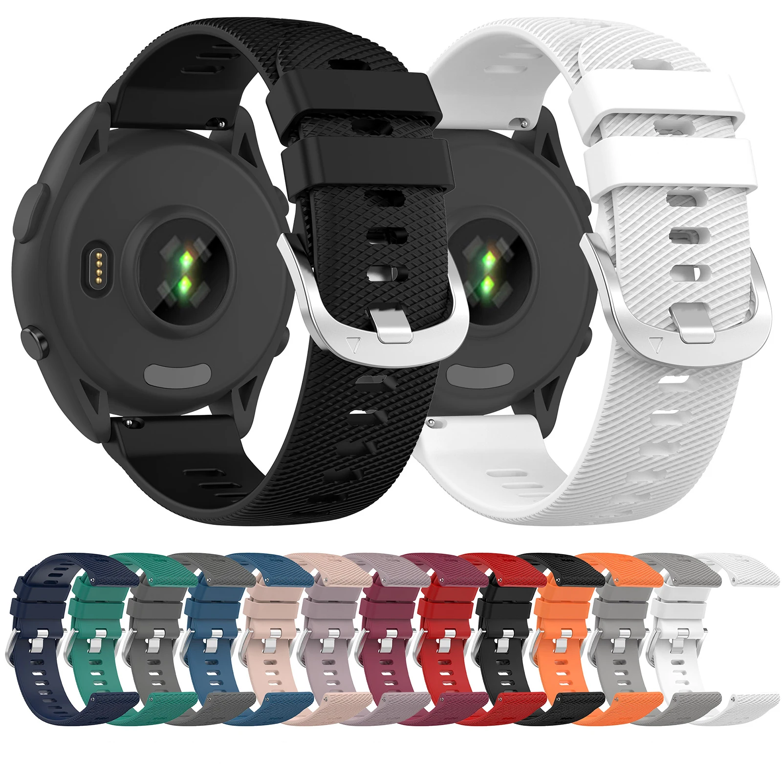 20mm Liquid Silicone Eristband Anti-sweat Sports Band Crossed Pattern Strap for Garmin Forerunner 165 /vivoactive 5/ Active5