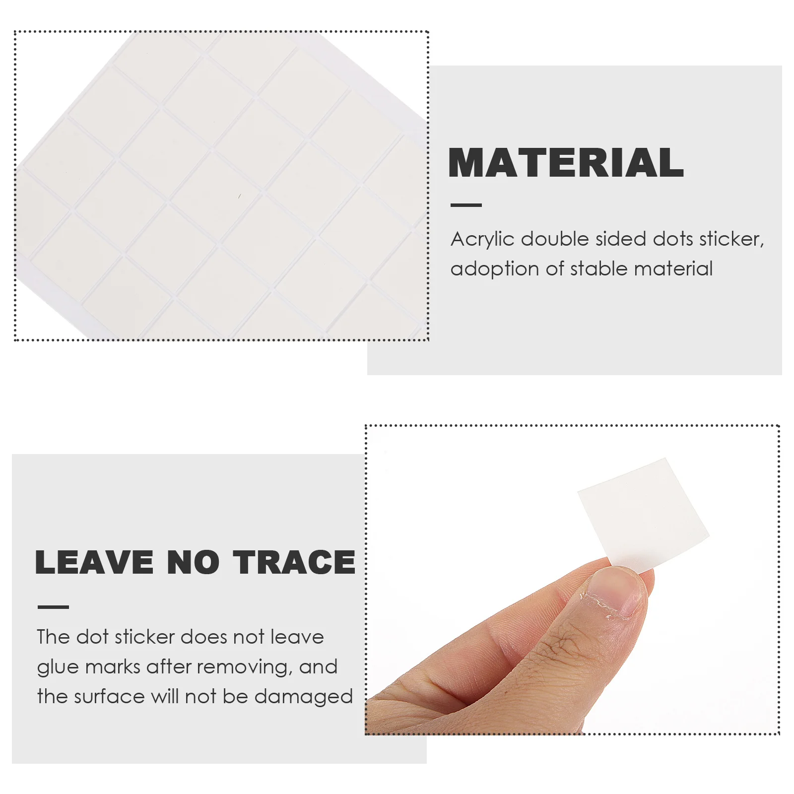 

2 Sheets 5mm Round Dots 25x25mm Square Pads Acrylic Double sided Tape Clear Adhesive Stickers No Trace Sticky Foam Craft