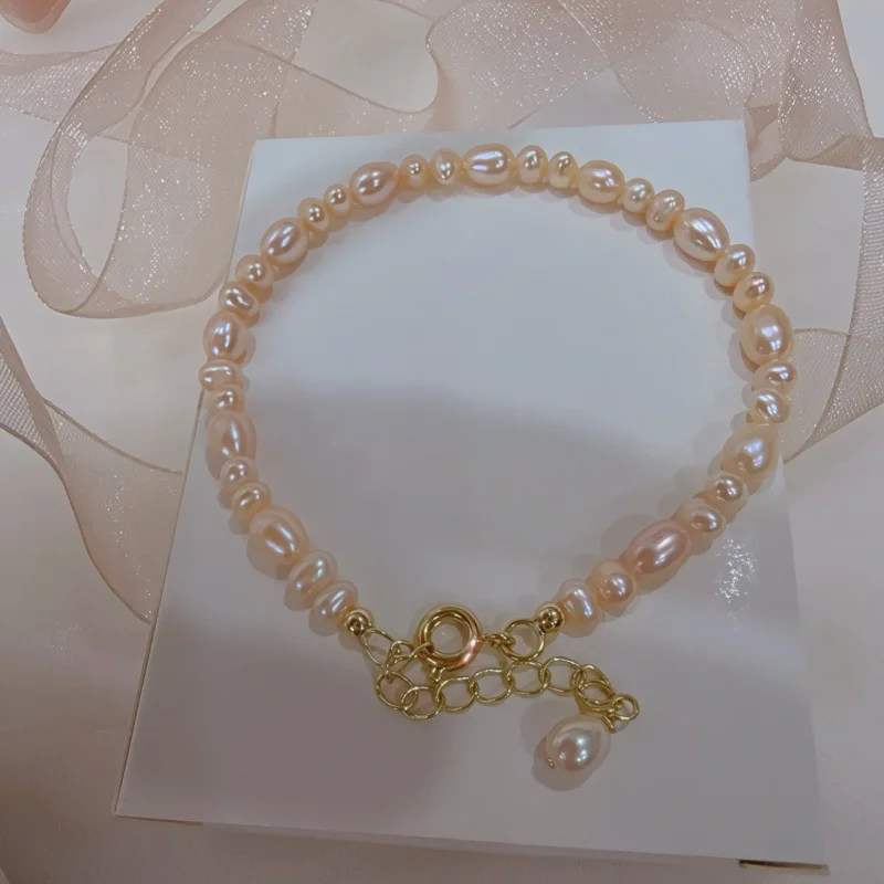 

Strong Light Fairy Pink Baroque Natural Freshwater Pearl Bracelet Women