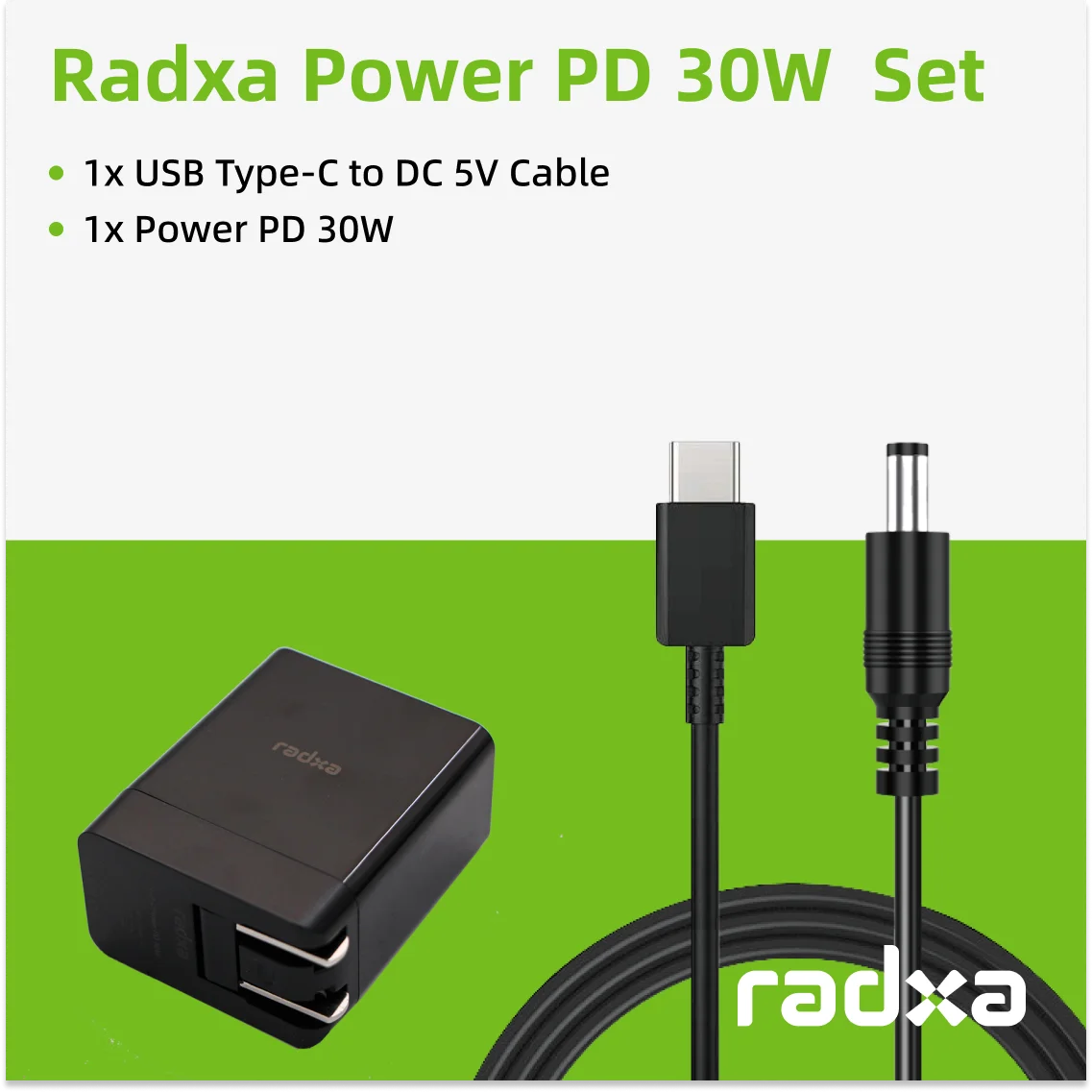 Radxa Power PD 30W EU and Power Plug Adapter and C to C Cable for PD 30W-normal