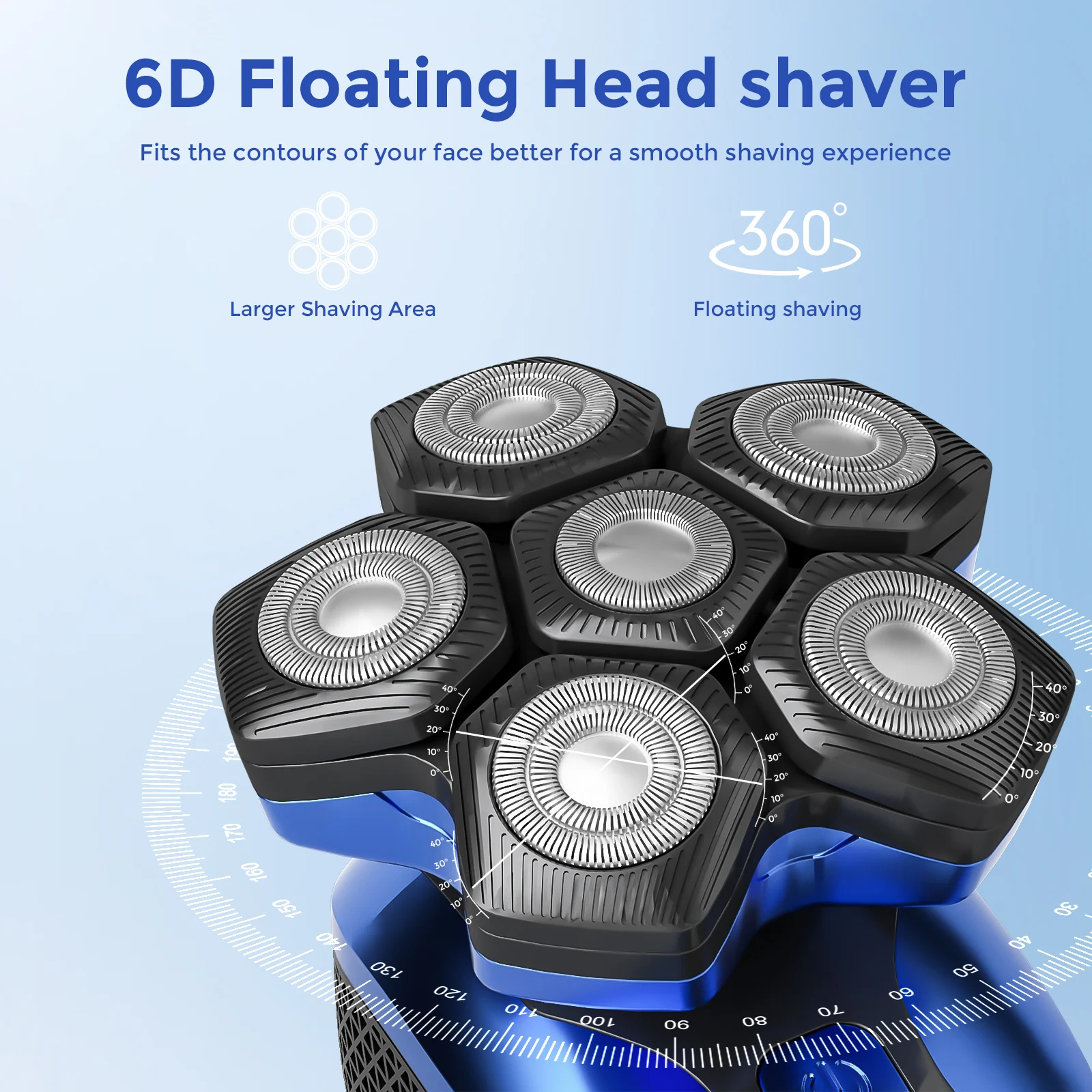 Sejoy JK-1800 Multifunctional Head Shavers for Bald Men 6 Floating Blade Rechargeable Nose Hair Trimmer Grooming Kit