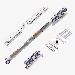 1Pair Bidirectional Silent Hydraulic Buffer Pulleys/Stainless Steel Pulley 60/80/100/120kg Wood Sliding Doors Aisle/Kitchen