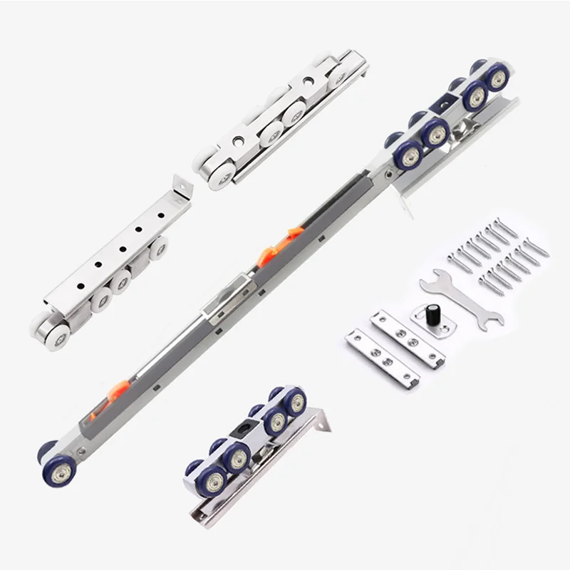 1Pair Bidirectional Silent Hydraulic Buffer Pulleys/Stainless Steel Pulley 60/80/100/120kg Wood Sliding Doors Aisle/Kitchen