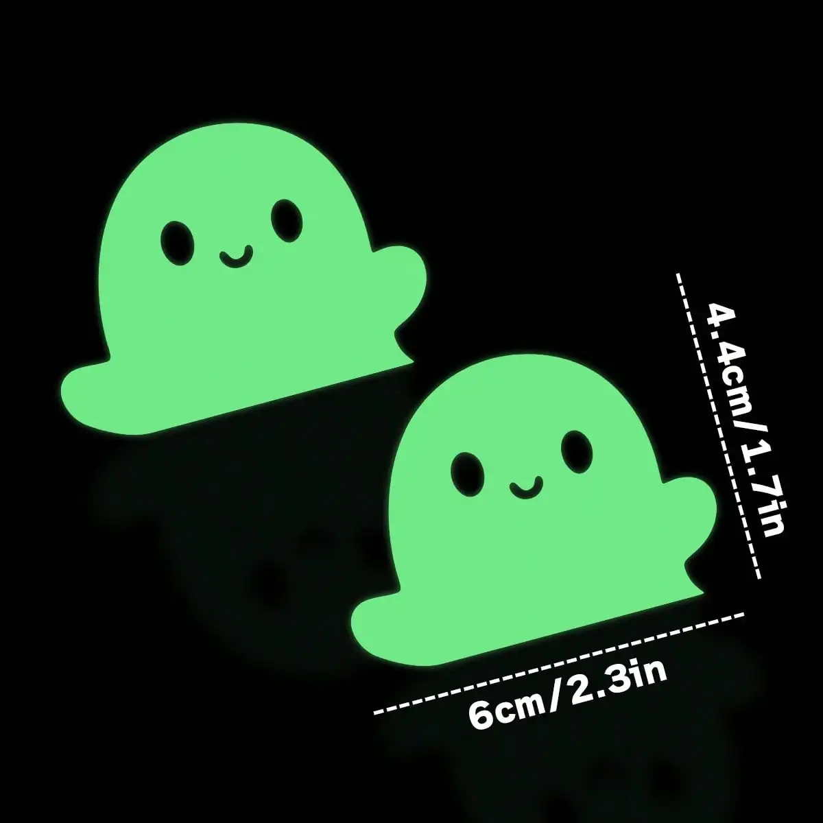 2Pcs Luminous Cute Ghost Car Stickers, Glow-in-the-Dark Vinyl Decals, Waterproof Auto Decor