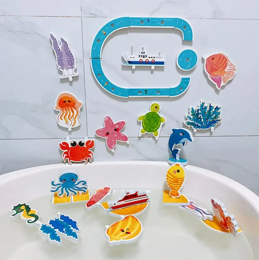 Baby Bath Toys for Kids Soft EVA Paste Animal Bath Bathroom Toy Cognitive Floating Water Bathtub Toys for Children 2 to 4 Years