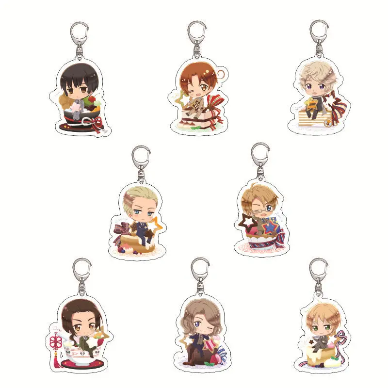 Hetalia Axis Powers Anime Acrylic Keychain Cute Chibi Nation Character Clear Acrylic Charm Pendant Bag Backpack Decor Collection