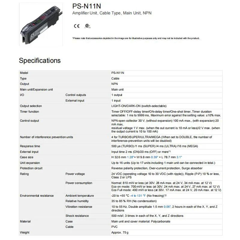 PS-N11N KEYENCE Cable-type Photoelectric Amplifier, Welcome to Inquiry