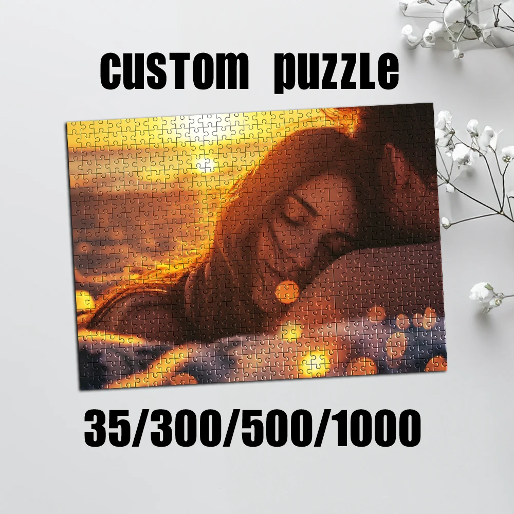 Gepersonaliseerde puzzel met foto, op maat gemaakte foto van een zonsondergang voor koppels, handgemaakte cadeaus