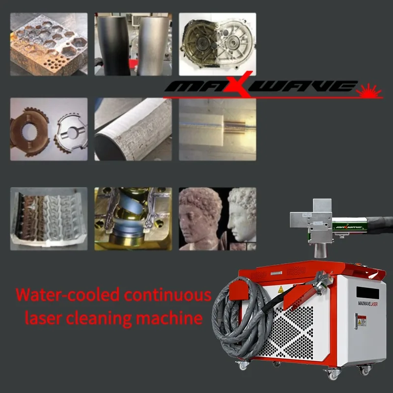 Лазерная машина для удаления ржавчины с водяным охлаждением, машина для очистки, непрерывная лазерная машина, модель с двойным маятником, диапазон сканирования 300x300 мм