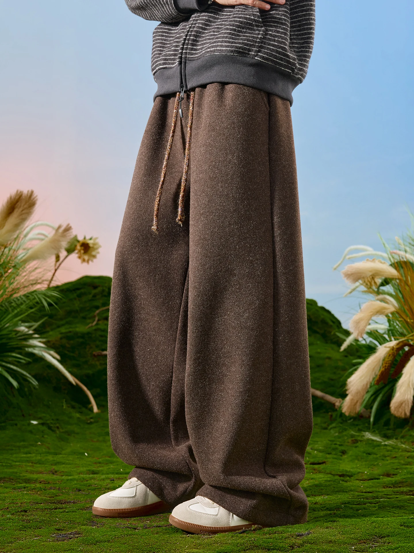 

Nuthink American Sle Drapey Wide Leg Pants Sweatpants Loose Long Trousers Fce Men Retro Trendy Brand Spring