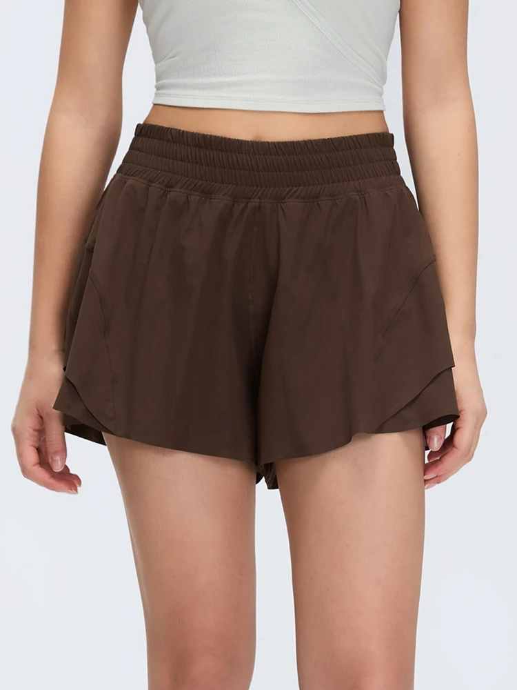 

Женские спортивные шорты с высокой талией, струящиеся, свободные, для бега, тенниса и тренировок, расслабленный крой