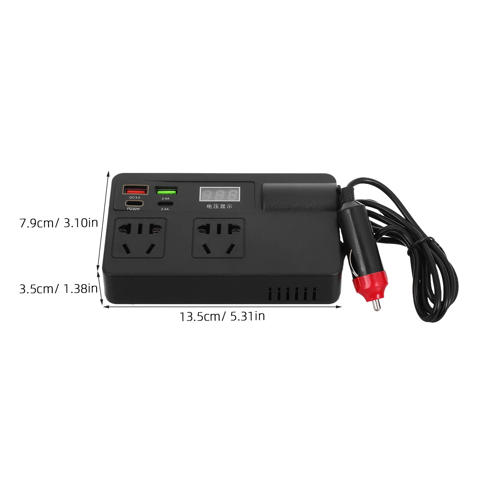 車用パワーインバーター 120W 12V24V から 220V 多機能 USB ポートとソケット付き 車載用ノートパソコン・携帯電話用電源コンバーター